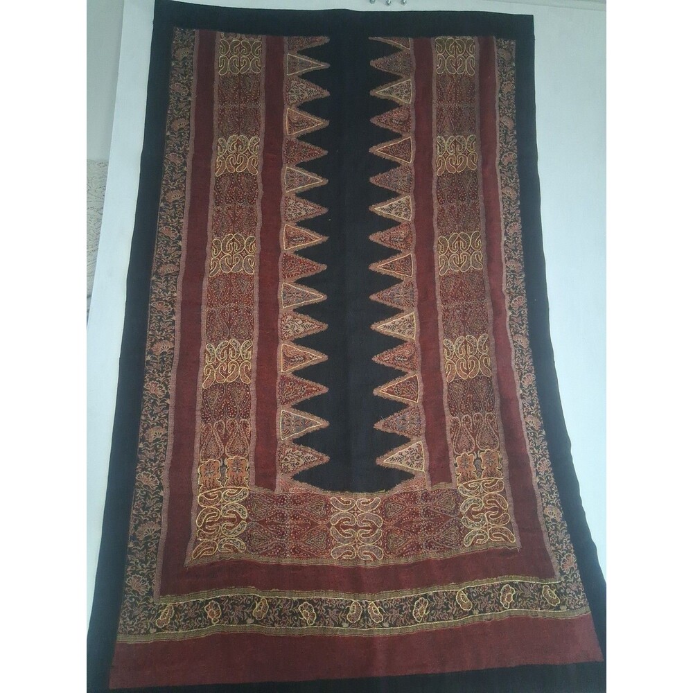 Beautiful Wall Hanging Tapestry Beaded Wool And Leather CBK Red Black Morroccan